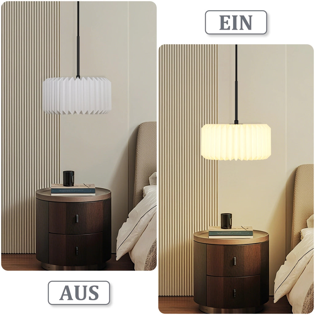 Lampada a Sospensione ZMH vintage - Paralume in carta bianca 1 luce (senza lampadina)