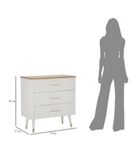 Cassettiera Phaidone, Settimino multiuso, Comò camera da letto, Mobile con cassetti, 78x37 h80 cm, Bianco e Marrone