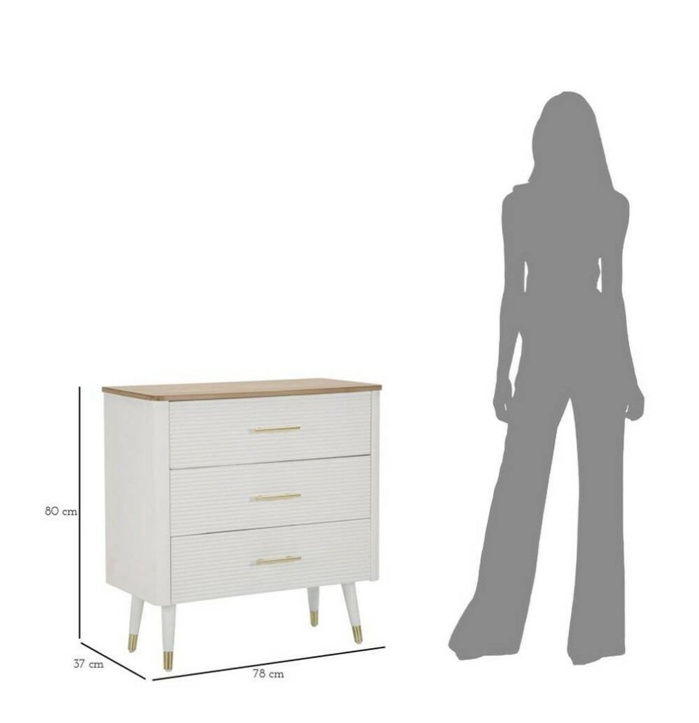 Cassettiera Phaidone, Settimino multiuso, Comò camera da letto, Mobile con cassetti, 78x37 h80 cm, Bianco e Marrone