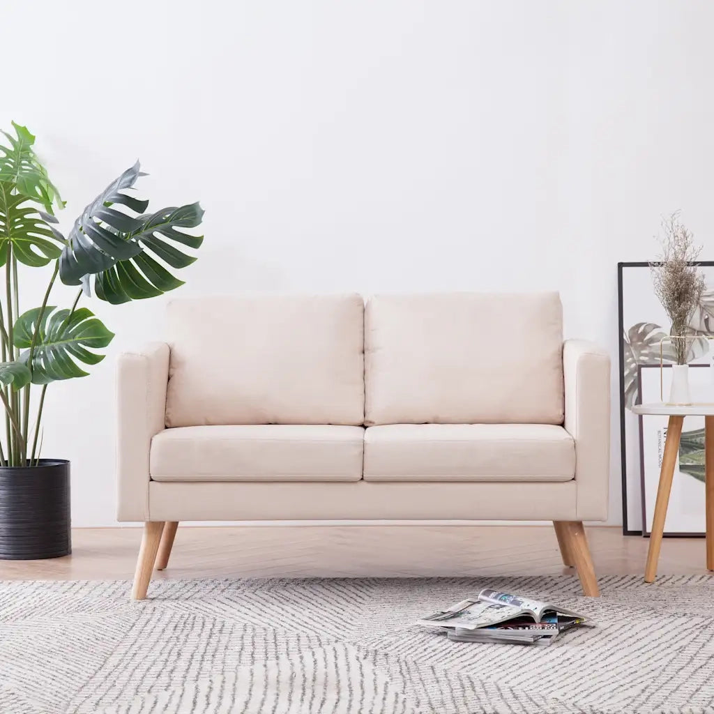 Divano | Divano da soggiorno | Sofa a 2 Posti in Tessuto Crema