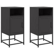 Set di 2 Comodini | Armadio da Notte | Mobiletto da notte Neri 36x39x78 cm in Acciaio