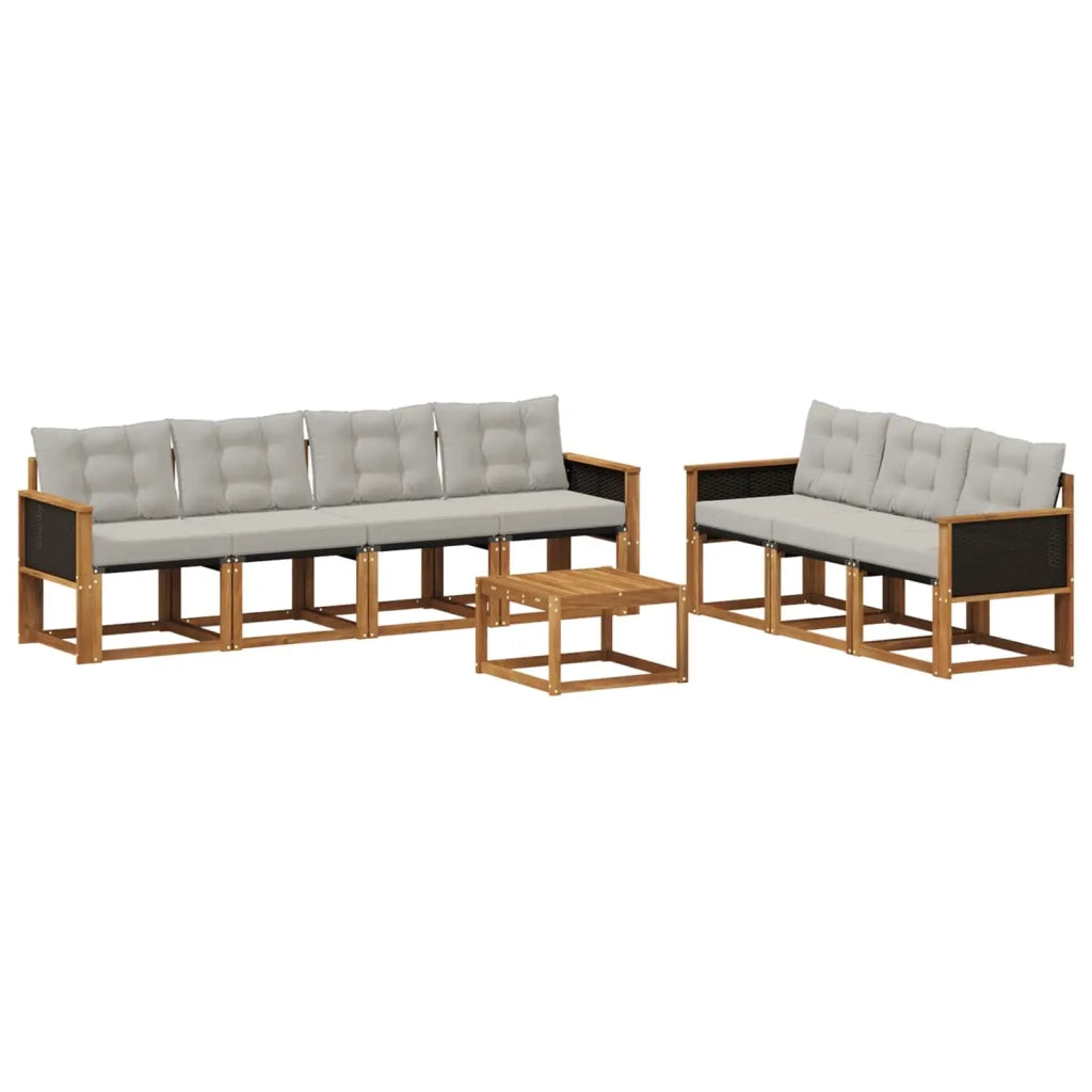 Set di divani da esterno 8 pcs Naturale e Grigio Chiaro