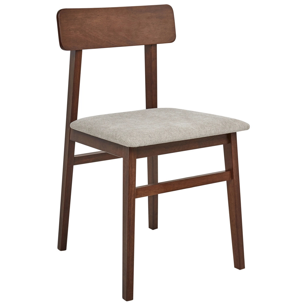 Set di 2 sedie da pranzo Struttura in legno di gomma scuro Seduta in tessuto poliestere taupe Senza braccioli Design retrò