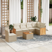 Set Divani da Giardino 7 pz con Cuscini Beige in Polyrattan 3227703