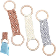 Supporto per asciugamano a mano - Macramé - Fatto a mano - Cotone e canapa - Boho - Cucina - Bagno - Compleanno - Adatto per tutte le misure - Tinte naturali - 3 pezzi di supporti per asciugamano a mano in cotone e canapa