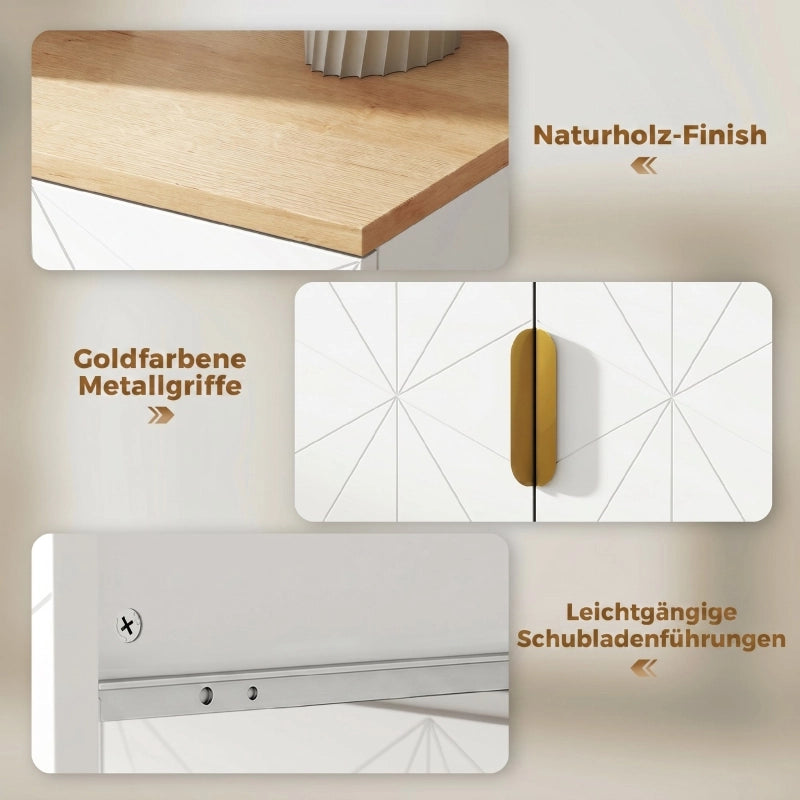 Credenza moderna, mobile contenitore con cassetto e ripiano regolabile, bianca