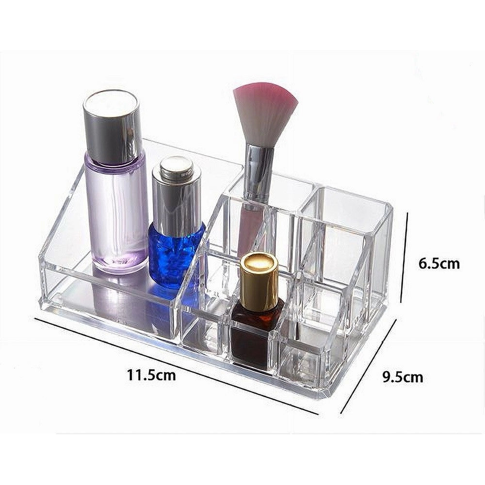 Trade Shop - Organizer Box Trasparente 9 Scomparti Posti Per Trucchi Cosmetici Make Up 10248 -