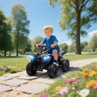 Quad Elettrico 6V per Bambini con Marcia Avanti/Indietro, Musica e LED, Nero
