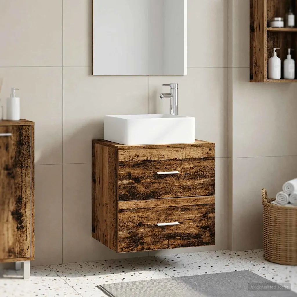Mobile Lavabo da Parete Legno antico 53 x 34,5 x 63 cm 890292