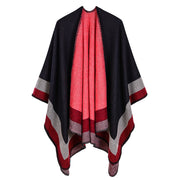 Sciarpa calda da donna a righe, piccola e quadrata, in cashmere e acrilico.