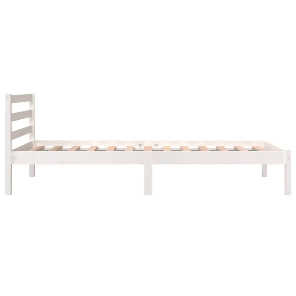 Giroletto-Struttura Letto Bianco in Legno Massello di Pino 90x190 cm Single 813529