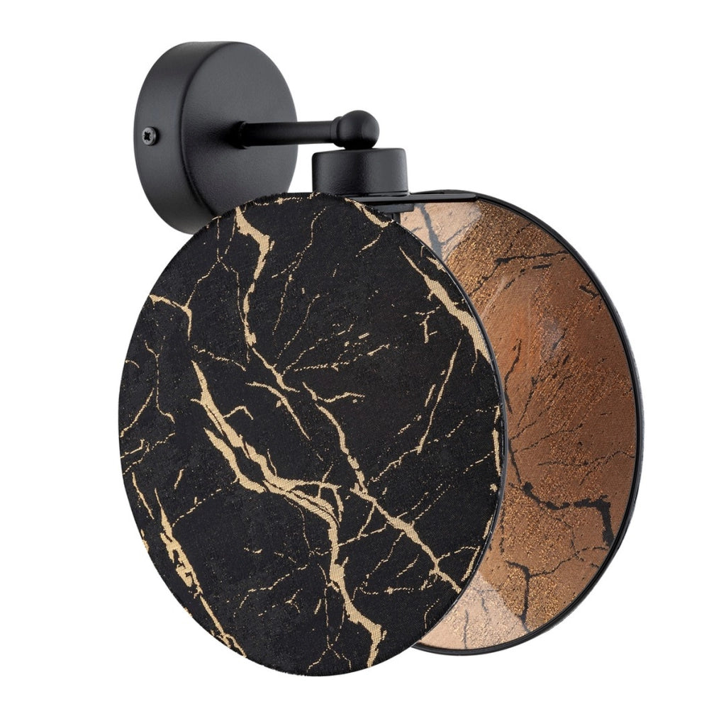 Applique MOTIF in acciaio nero con paralume effetto marmo
