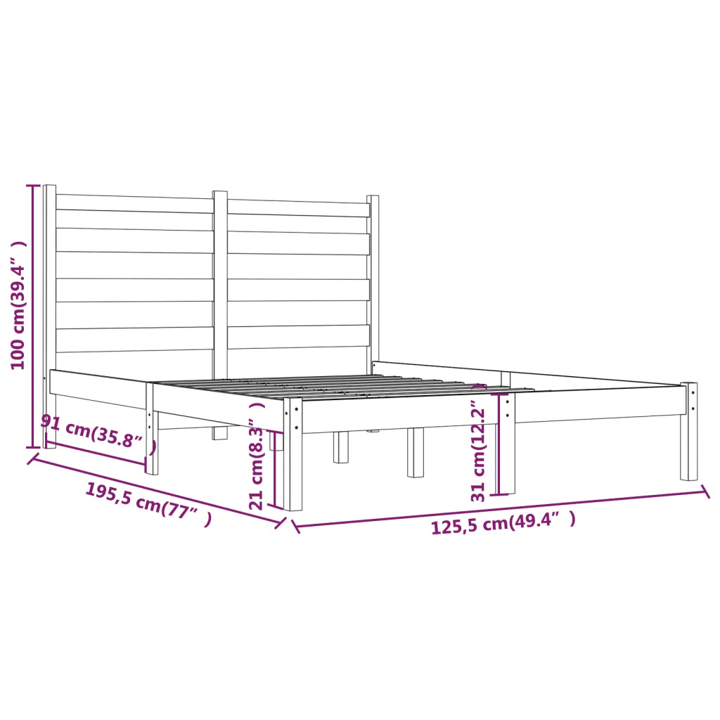 Giroletto-Struttura Letto in Legno Massello di Pino 120x190cm Small Double 734792