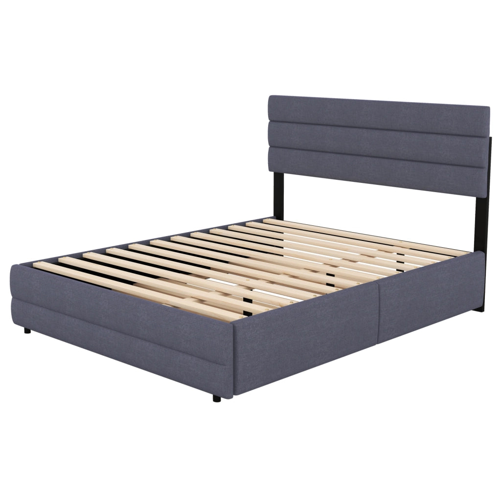 Letto matrimoniale 140x200 cm con letto estraibile e 2 cassetti; grigio