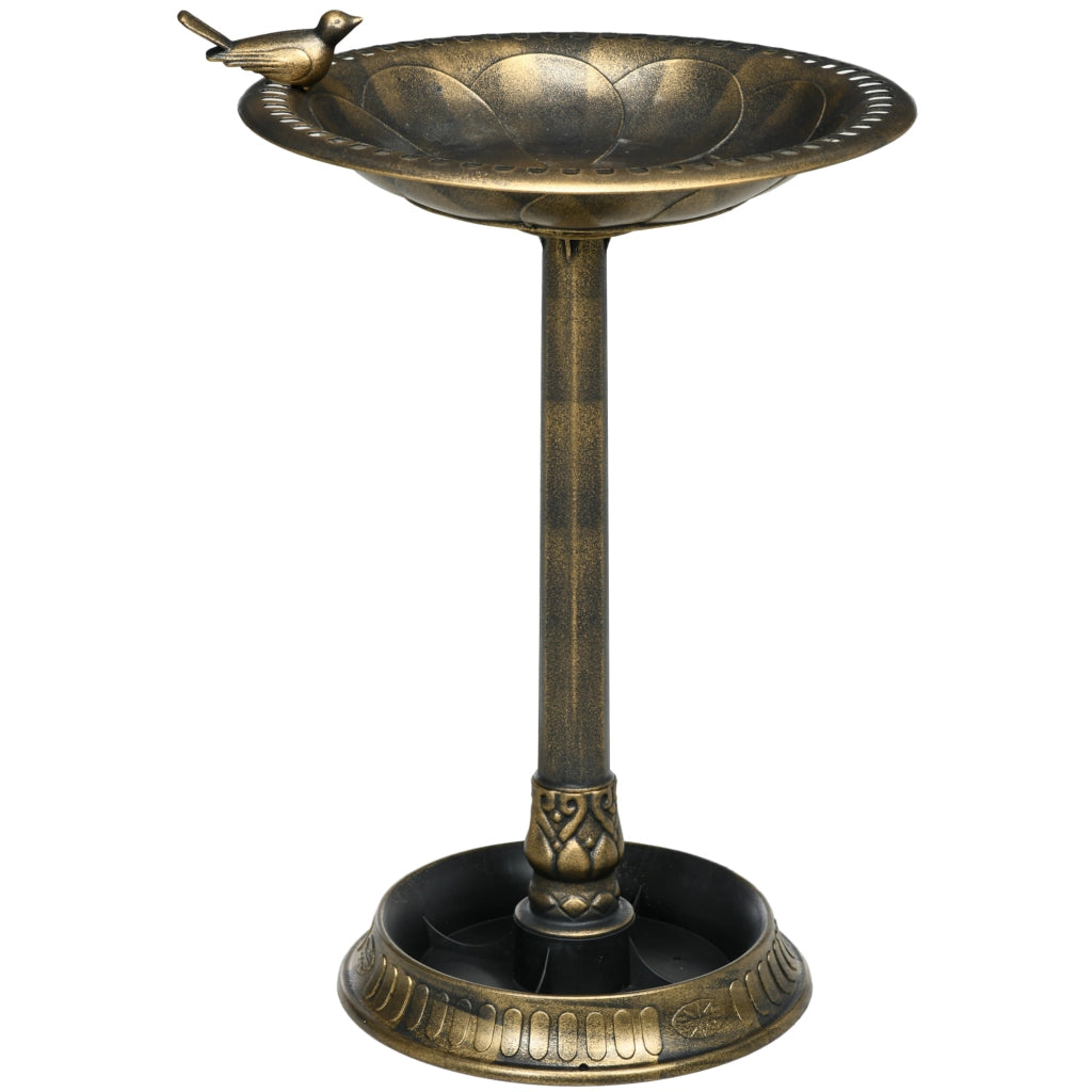 Vasca per uccelli con statua e motivo floreale ¨C zephmum ¨C 2 vasche, plastica, bronzo, 50x72 cm