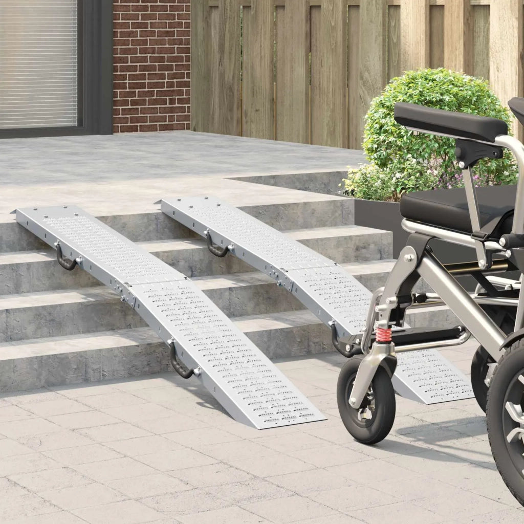 Rampe Pieghevoli 200kg per rampa 2 pcs Argento Acciaio zincato