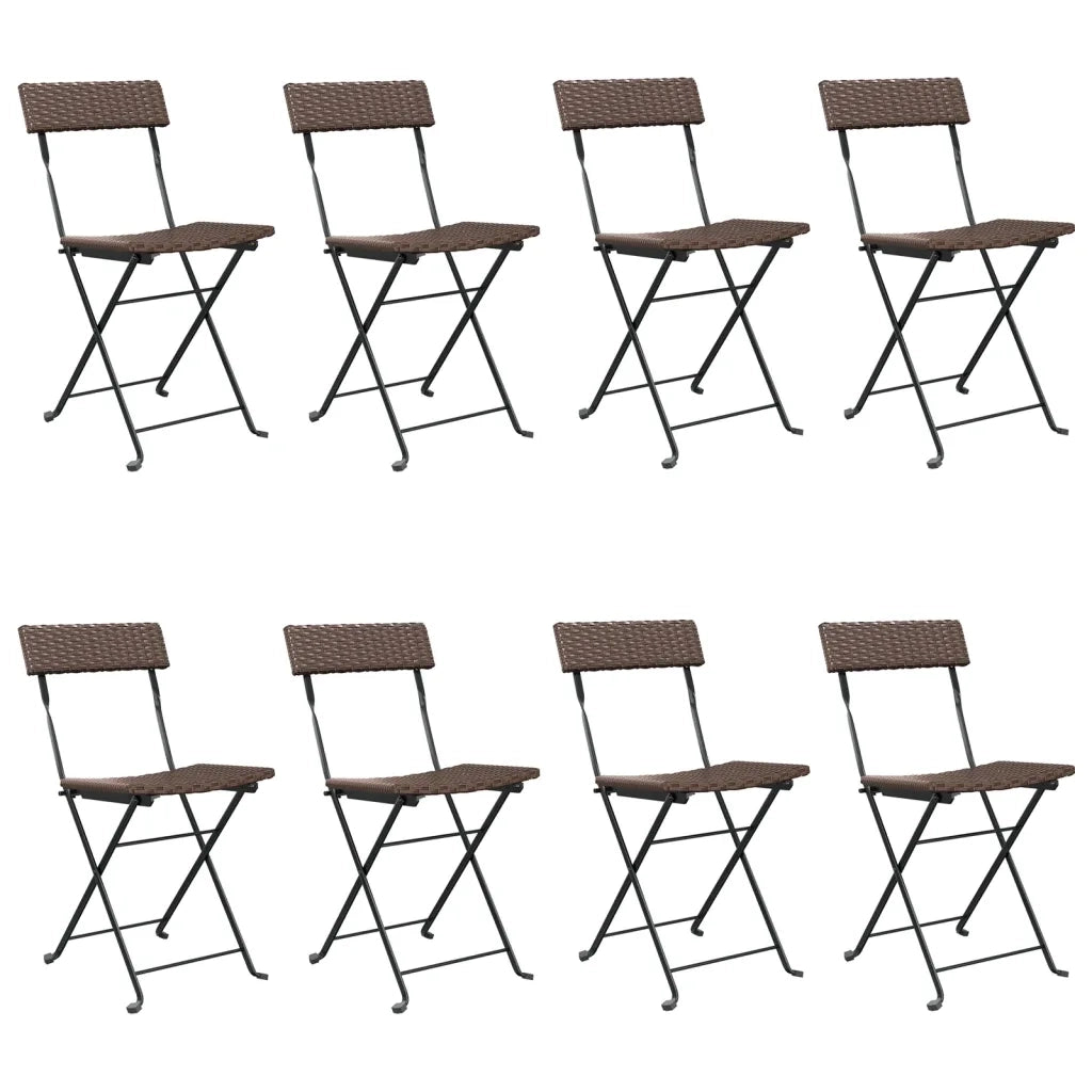 Sedie Pieghevoli da BistrÃ² 8 pz Marroni Polyrattan e Acciaio