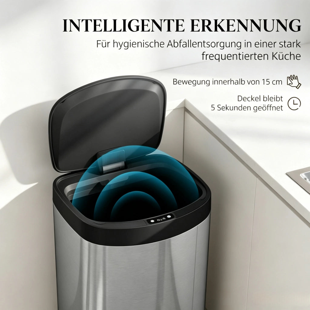 Pattumiera automatica da cucina in acciaio inox da 55 litri con coperchio a chiusura ammortizzata