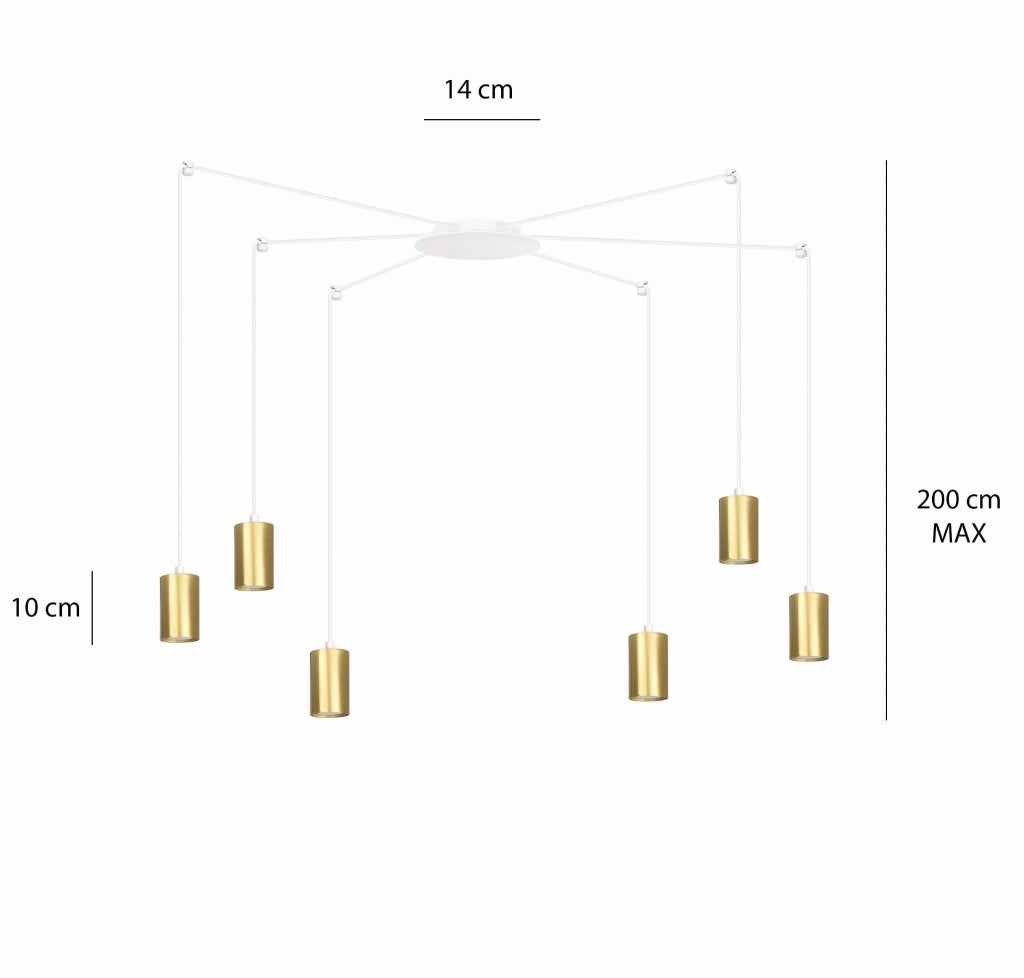 Lampadario Emibig Traker 6 luci GU10 bianco oro metallo