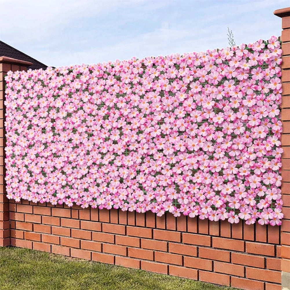 Siepe Artificiale Sintetica 1 x 3 metri Rotolo Anticaduta Rete Fiori Rosa