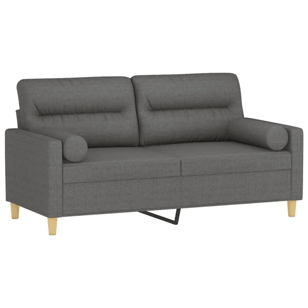 Divano | Divano da soggiorno | Sofa a 2 Posti con Cuscini Grigio Scuro 140 cm in Tessuto