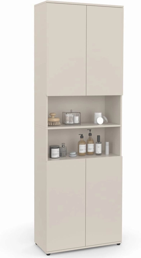Mobile da bagno TOMI a 4 ante e 2 nicchie in legno beige