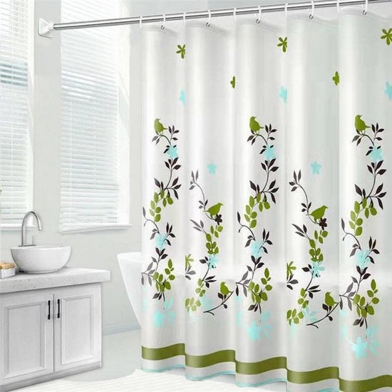Douchegordino per bagno 180x200cm - Douchegordino veloce asciugamento con ganci - Douchegordino impermeabile e schiumogeno - con 12 anelli per Douchegordino - per doccia e bagno