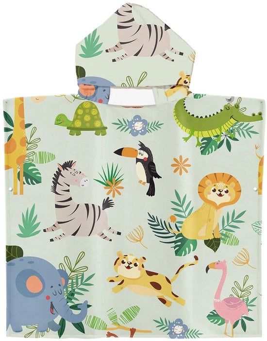 Asciugamano per bambino assorbente - 60x60 cm - Microfibra - Asciugamano con cappuccio - Animali marini divertenti - Leggero e confortevole - Asciugamano per la spiaggia
