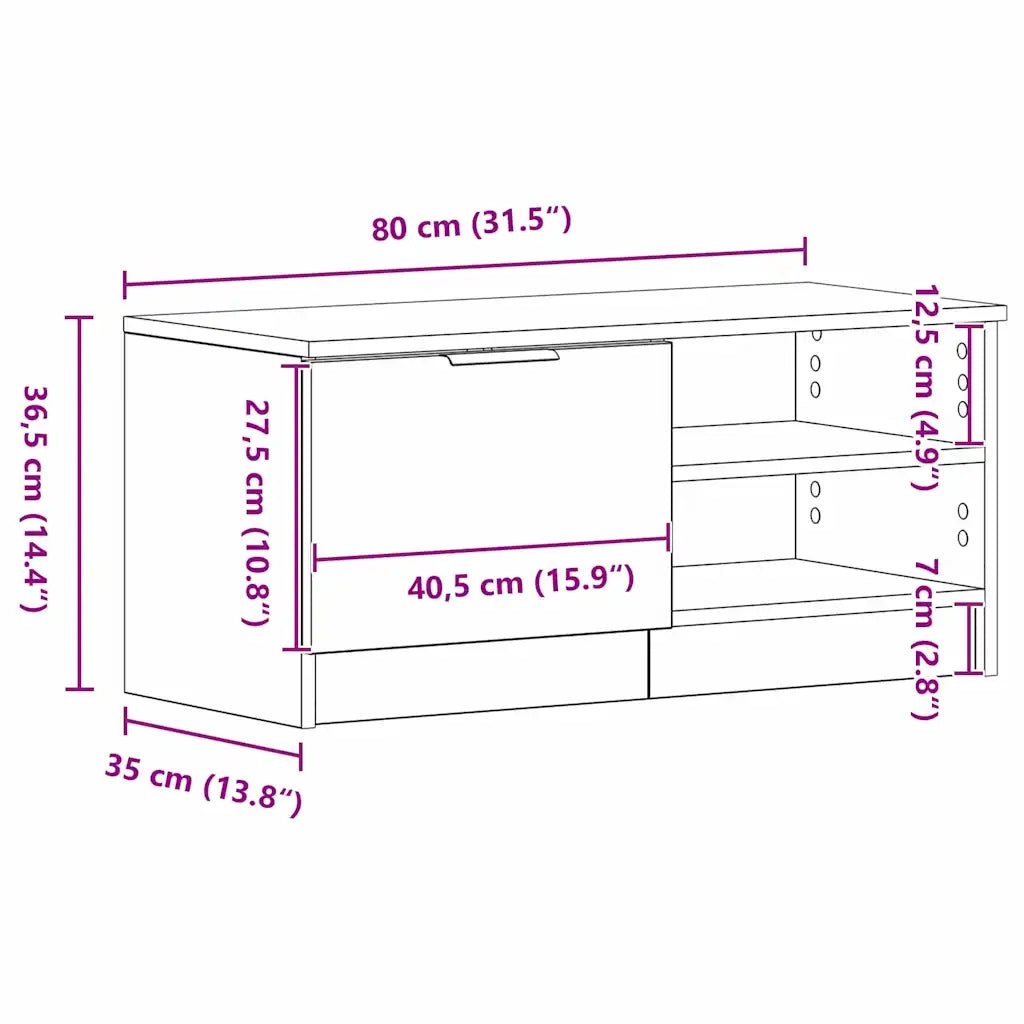 Mobile porta TV moderno con pratico vano contenitore 80 x 35 x 36 cm stile contemporaneo legno composito nero 02_0051915
