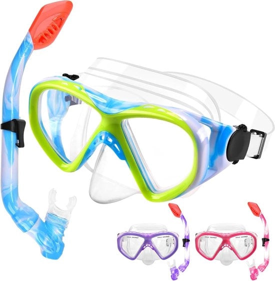 maschera da snorkeling secca, maschera da sub per condensazione anti, occhiali da sub - Adatto per ragazzi e ragazze, con vetro temprato e visione panoramica a 180 gradi.