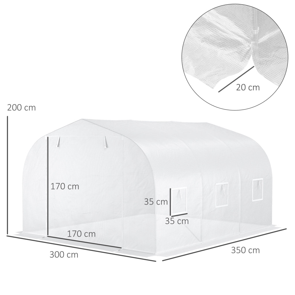 Serra da giardino tunnel ¨C zephmum ¨C Acero galvanizzato bache PE bianco 3.5x3x2 m