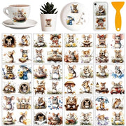Sticker per Overdracht 12 Fogli - 3D Topografia/Touch - Impermeabile - Sticker per Mobili - Decorazione per Finestre/Arredamento - Caratteri Amichevoli - Sticker per Parete