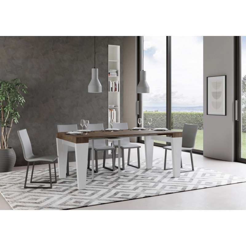 Consolle allungabile 90x40/196 cm Spimbo Mix Small piano Bianco Frassino - Noce/Bianco Frassino