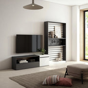 Mobile TV, Soggiorno, 260x35x186cm, Per TV fino a 65", Set di mobili, Bianco e nero RF2543