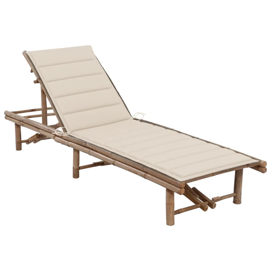 Lettino Prendisole da Giardino con Cuscino in BambÃ¹ cod mxl 75832