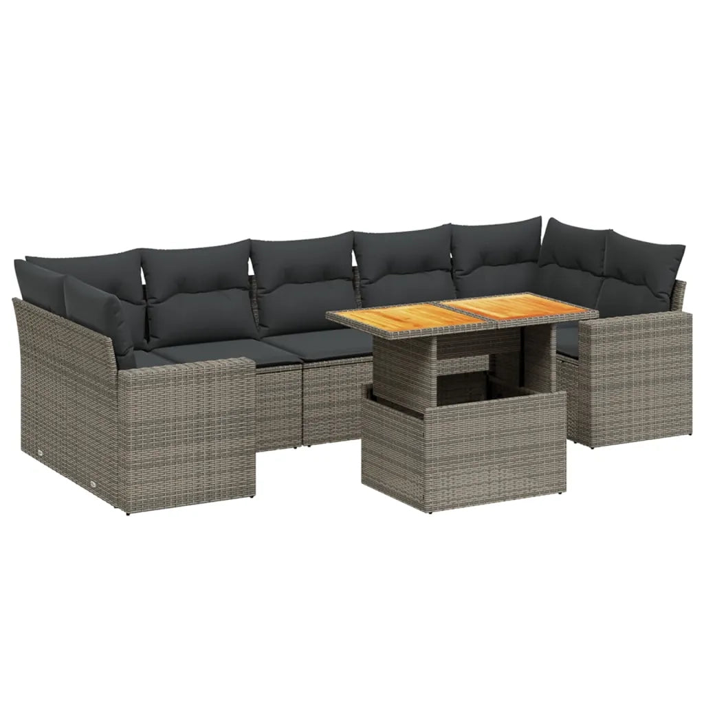 Set Divano da Giardino 8 pz con Cuscini Grigio in Polyrattan 3271228