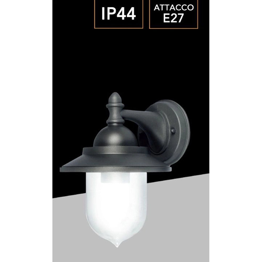 Trade Shop - Lanterna A Parete Stile Retrò Lampada Da Muro Per Giardino Facciate E27 Ip44 524wa-b247 - Grigio Scuro