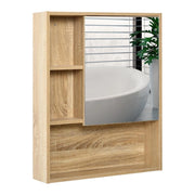 ARMADIETTO A SPECCHIO PER BAGNO CON SCAFFALE REGOLABILE 60X15X76 CM ROVERE
