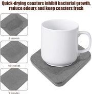 Pavimenti Absorbenti Acqua - 4 Pezzi - Terra di Pietra Naturale - Antiscivolo - Resistente ai Sfregamenti - Progetto di Stile - Sostegni per Piatti