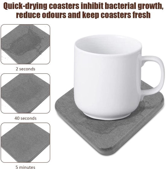 Pavimenti Absorbenti Acqua - 4 Pezzi - Terra di Pietra Naturale - Antiscivolo - Resistente ai Sfregamenti - Progetto di Stile - Sostegni per Piatti