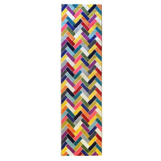 Tappeto moderno BOUTIQUE 2340 geometrico zig zag multicolore cm.60x230 passatoia corsia corridoio
