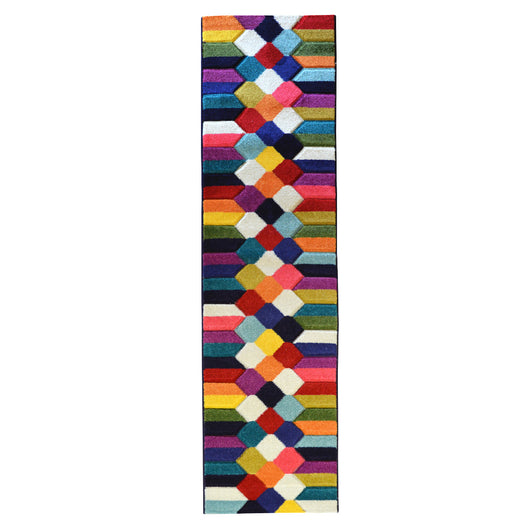 Tappeto moderno BOUTIQUE 3151 multicolore motivo geometrico cm.60x230 passatoia corsia corridoio