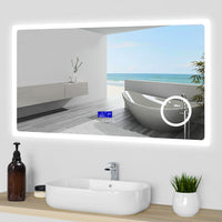 Aica Specchio da bagno bluetooth 120x70cm con antiappannamento + dimmerabile + 3 colori + ingrandimento 3X