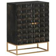 Buffet credenza cassettiera armadio mobile contenitore organizer per cucina soggiorno salotto 55 x 34 x 75 cm legno massello di mango e ferro nero 02_0035953