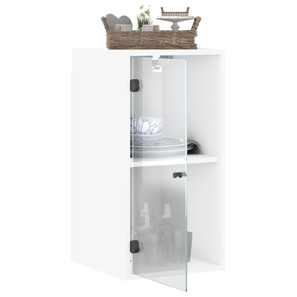Mobile a Muro con Ante in Vetro Bianco 35x37x68,5 cm