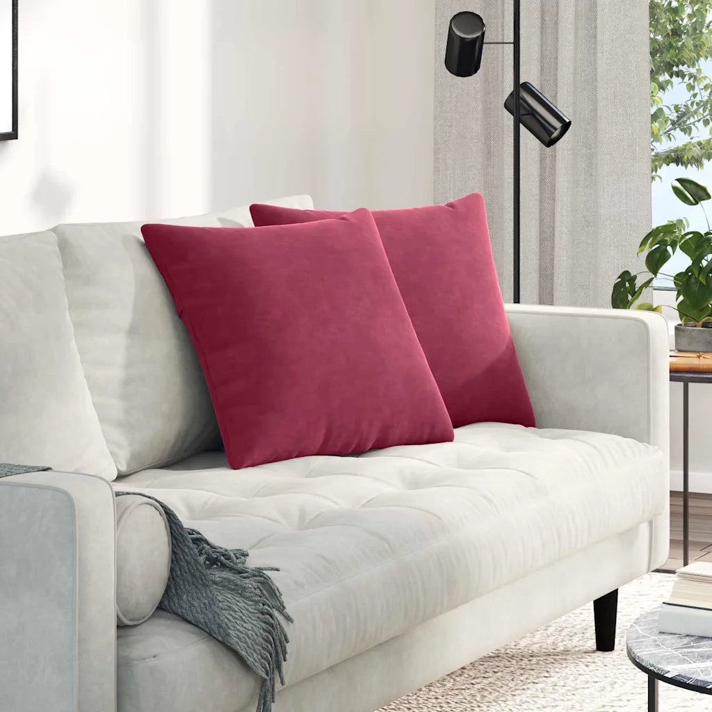 Cuscini da Divano 2 pcs Rosso Vino 50 x 50 cm Tessuto in Cords