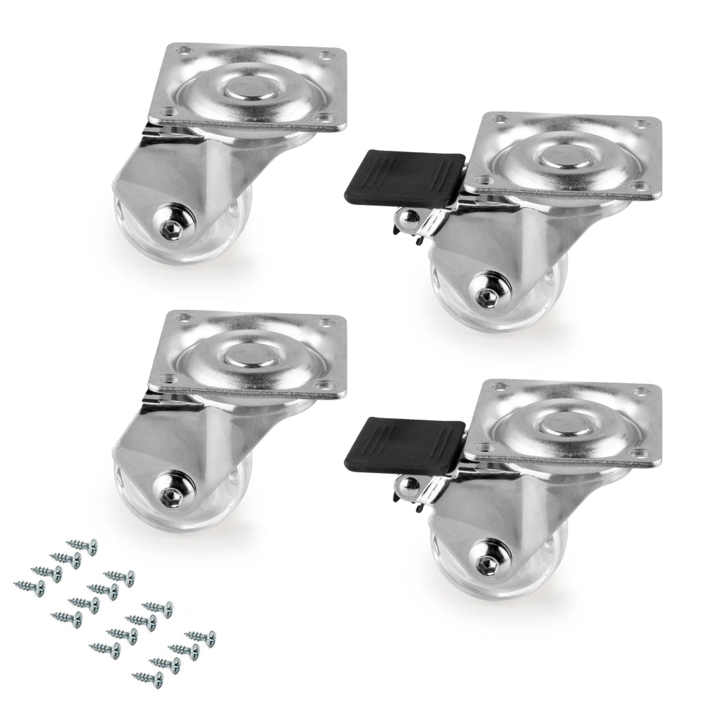 Emuca Kit di ruote Slip 3 con piastra per montaggio, Ã˜ 35, Acciaio e Tecnoplastica, 1 kit