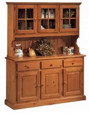 Credenza cristalliera in legno massiccio di pino 3 porte mod Mosella miele