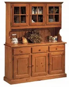 Credenza cristalliera in legno massiccio di pino 3 porte mod Mosella miele