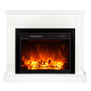 Camino Elettrico da Pavimento 80x95x27 cm Effetto Fiamma 1500W Bonita & Lorance Bianco/nero